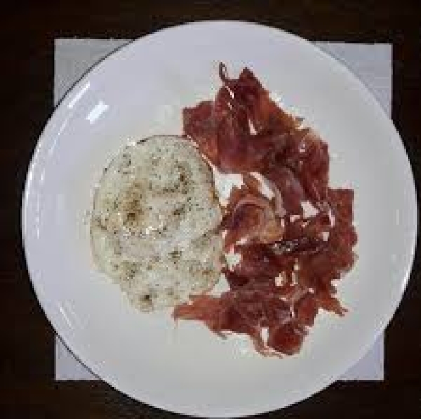 Ma Cuisine Gourmande : Le Petit déjeuner du Dimanche - Chiffonnades de Jambon Sec de Savoie, Œuf sur le Plat